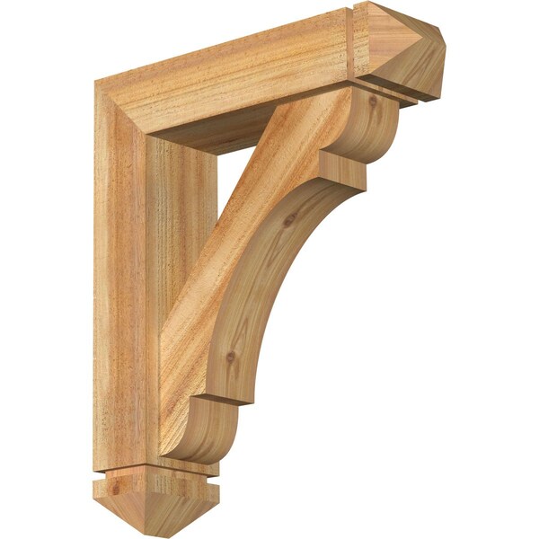 Ekena Millwork Olympic Arts and Crafts Rough Sawn Bracket w/ Offset Brace, Western Red Cedar, 6"W x 22"D x 26"H BKT0604X22X26OLY03RWR - main